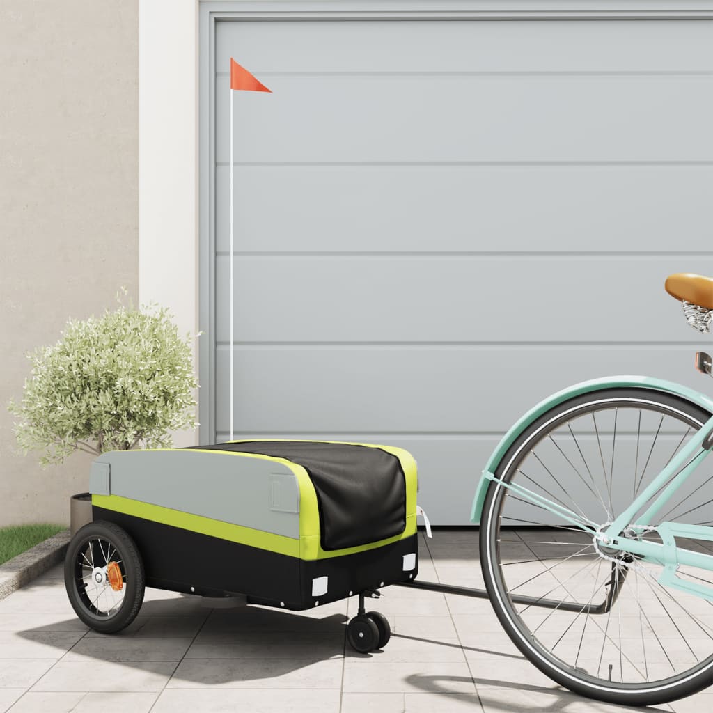 Bike Trailer Black and 30 kg Iron Width 122 cm Green 53 cm 53 cm