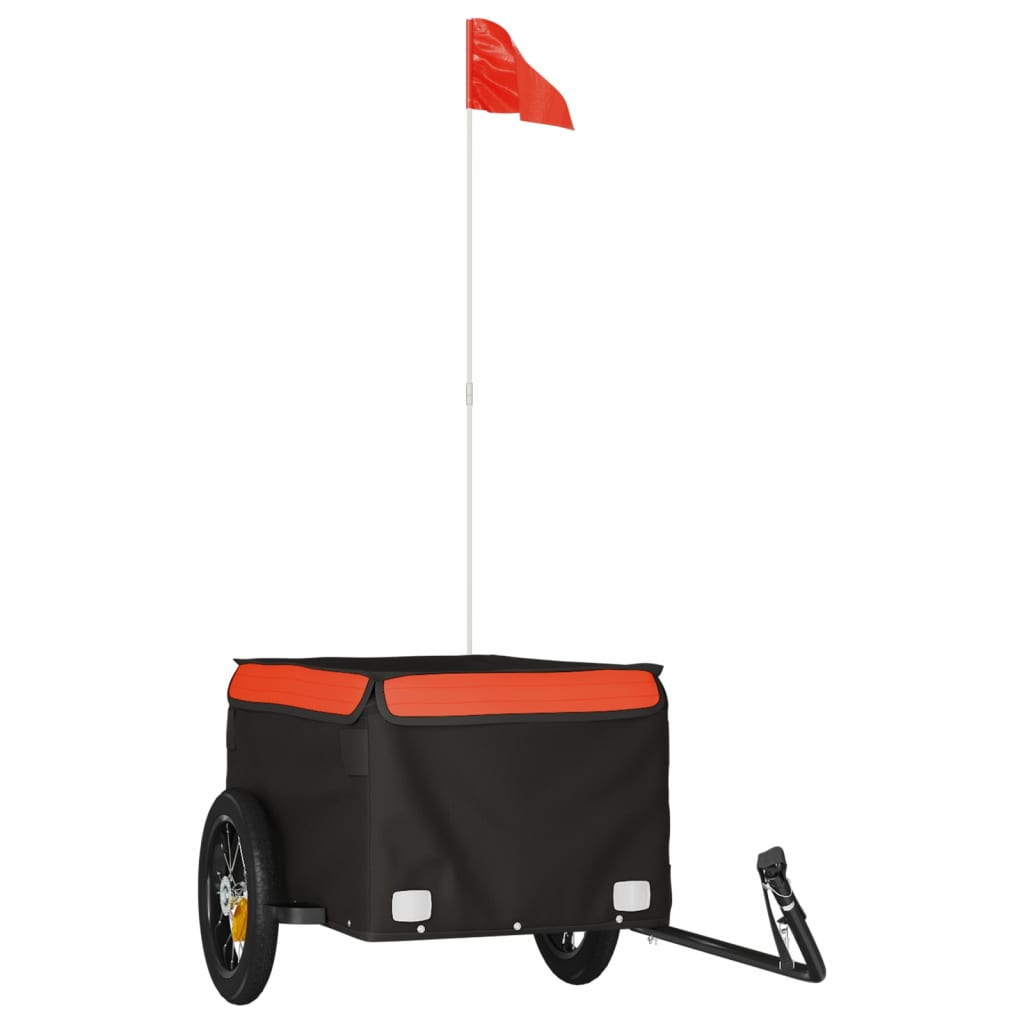 vidaXL Bike Trailer Black and Orange 30 kg Iron