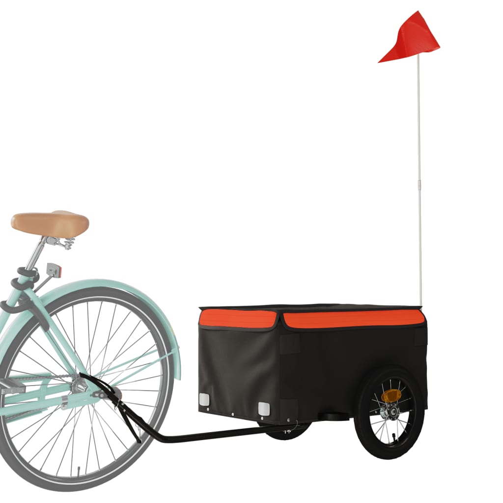 vidaXL Bike Trailer Black and Orange 30 kg Iron