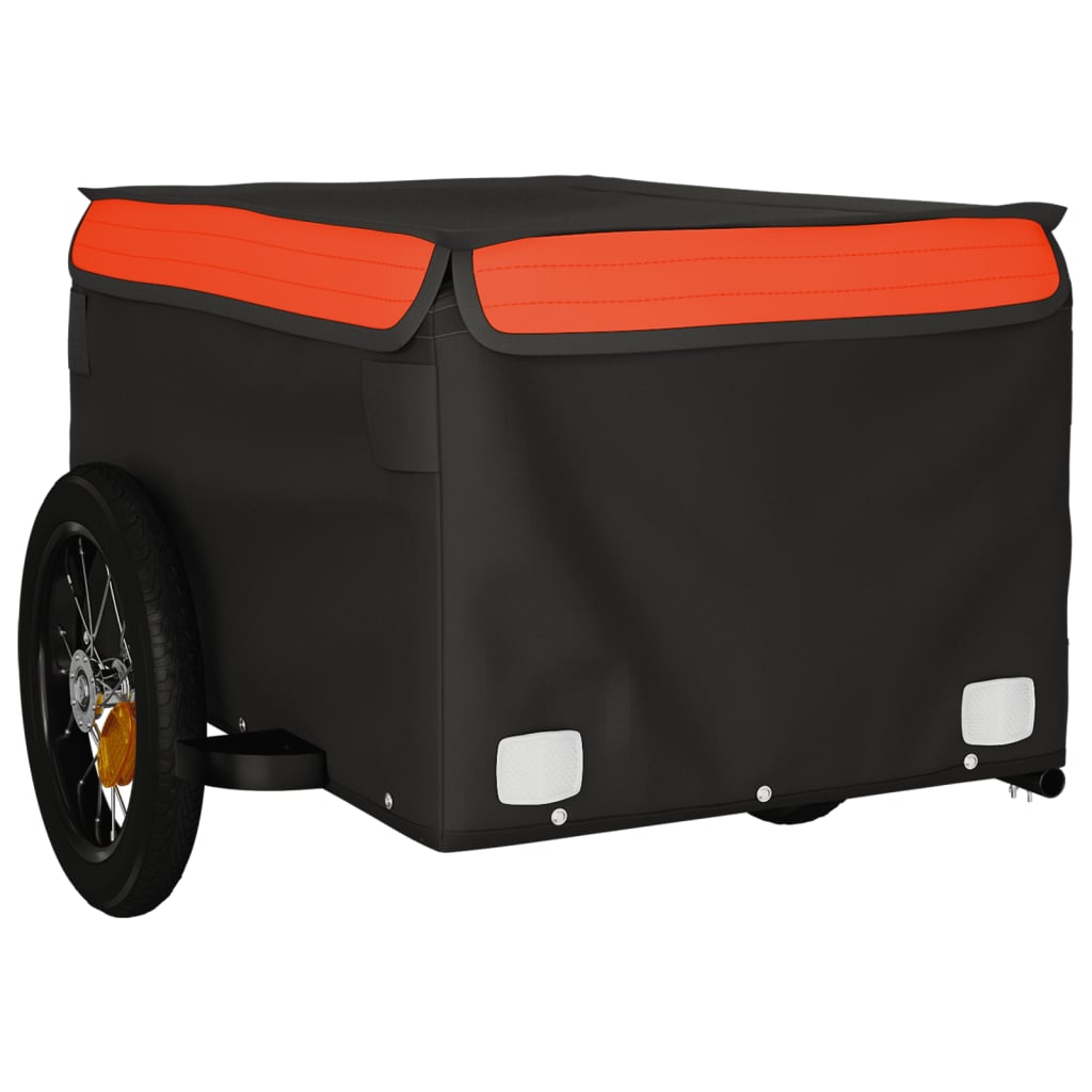 vidaXL Bike Trailer Black and Orange 30 kg Iron