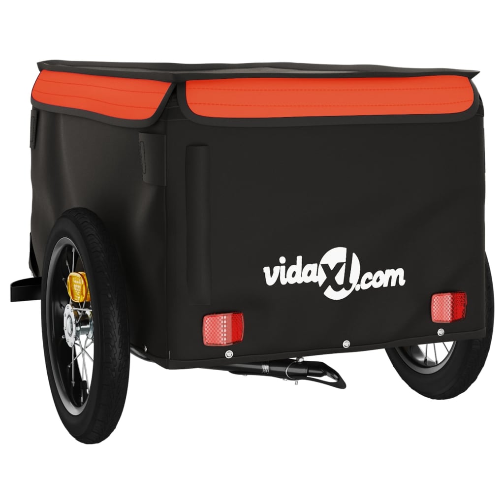 vidaXL Bike Trailer Black and Orange 30 kg Iron