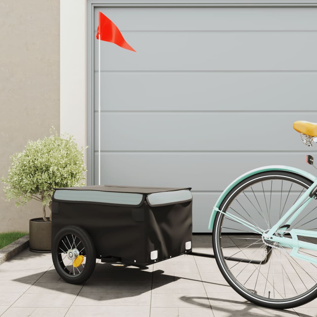 vidaXL Bike Trailer Black and Grey 30 kg Iron