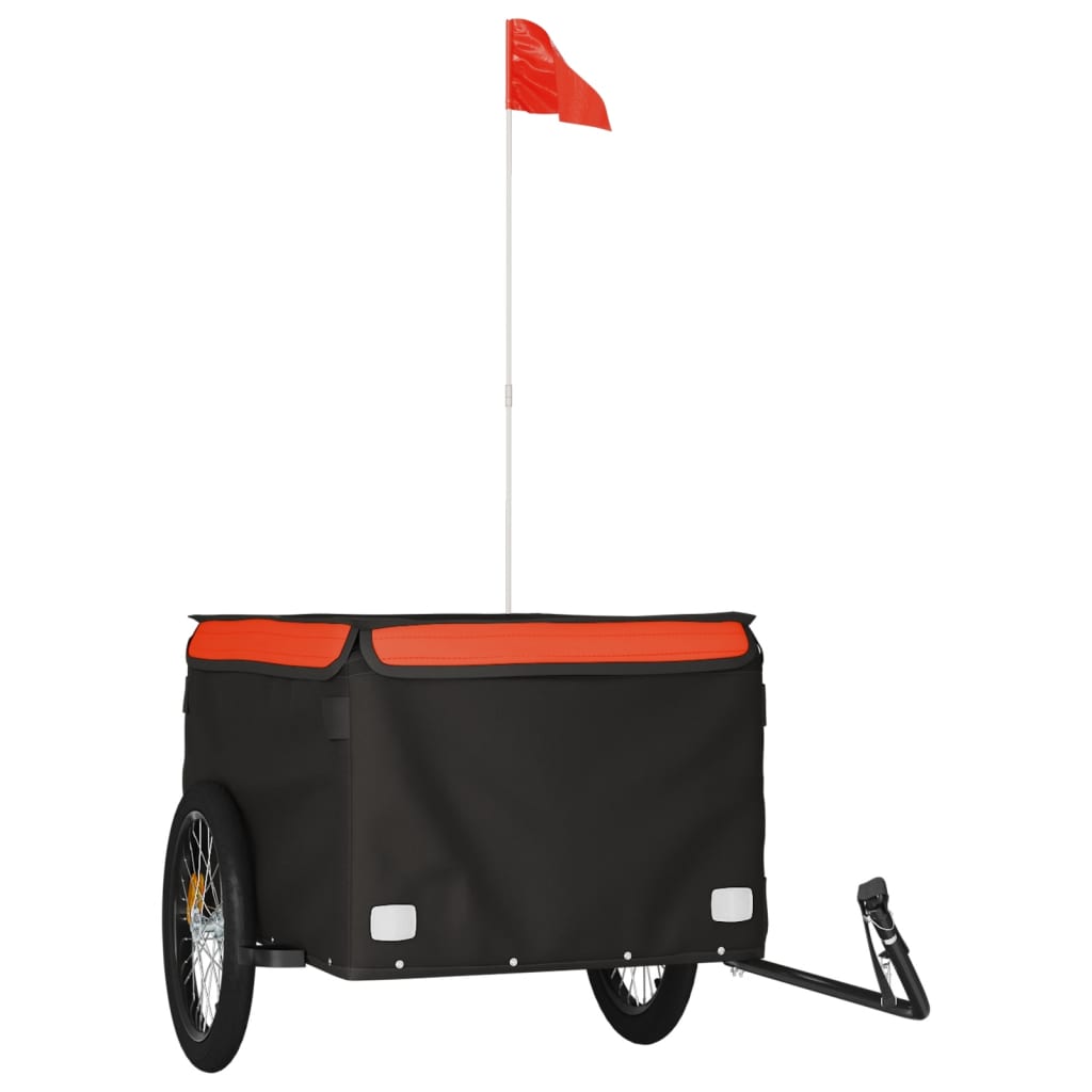 vidaXL Bike Trailer Black and Orange 45 kg Iron