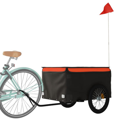 vidaXL Bike Trailer Black and Orange 45 kg Iron