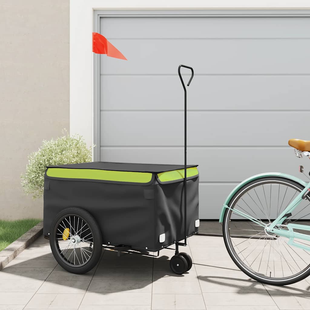 Bike Trailer Black and 45 kg Iron Height 59 cm Green 137 cm 68 cm
