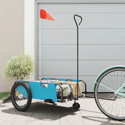 Bike Trailer and Black Oxford Fabric and Iron Height 37 cm Blue