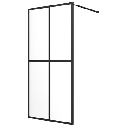 vidaXL Walk-in Shower Wall with Shelf Black 80x195 cm ESG Glass&Aluminium