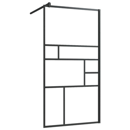 vidaXL Walk-in Shower Wall with Shelf Black 100x195 cm ESG Glass&Aluminium