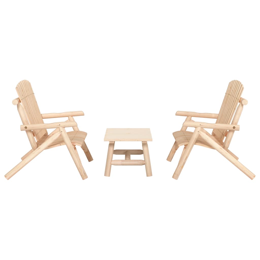 vidaXL 3 Piece Garden Lounge Set Solid Wood Spruce Natural