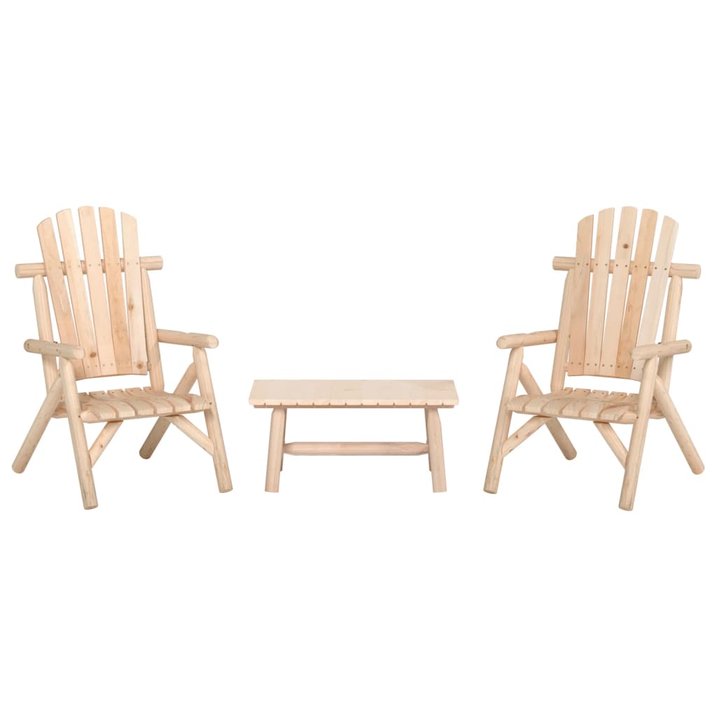 vidaXL 3 Piece Garden Lounge Set Solid Wood Spruce Natural