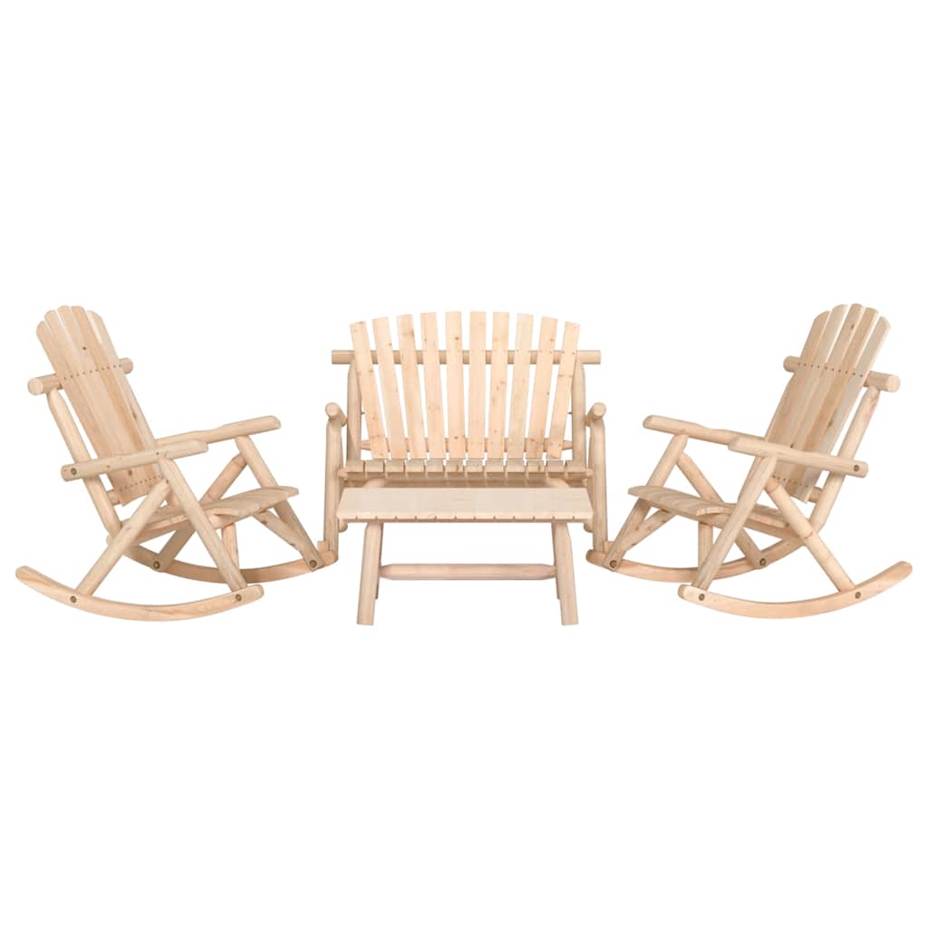 3 Piece Garden Lounge Set Solid Wood Spruce Natural 2x armchair + bench + table