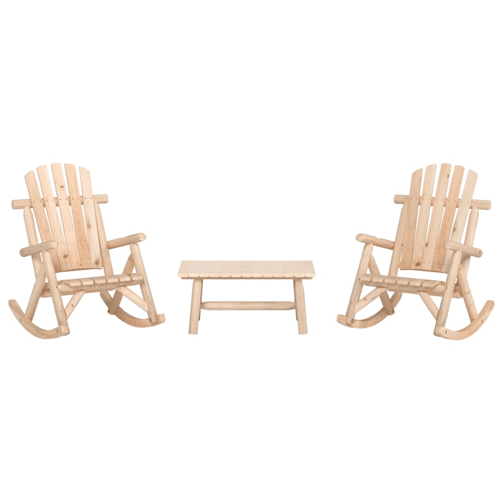 vidaXL 3 Piece Garden Lounge Set Solid Wood Spruce Natural