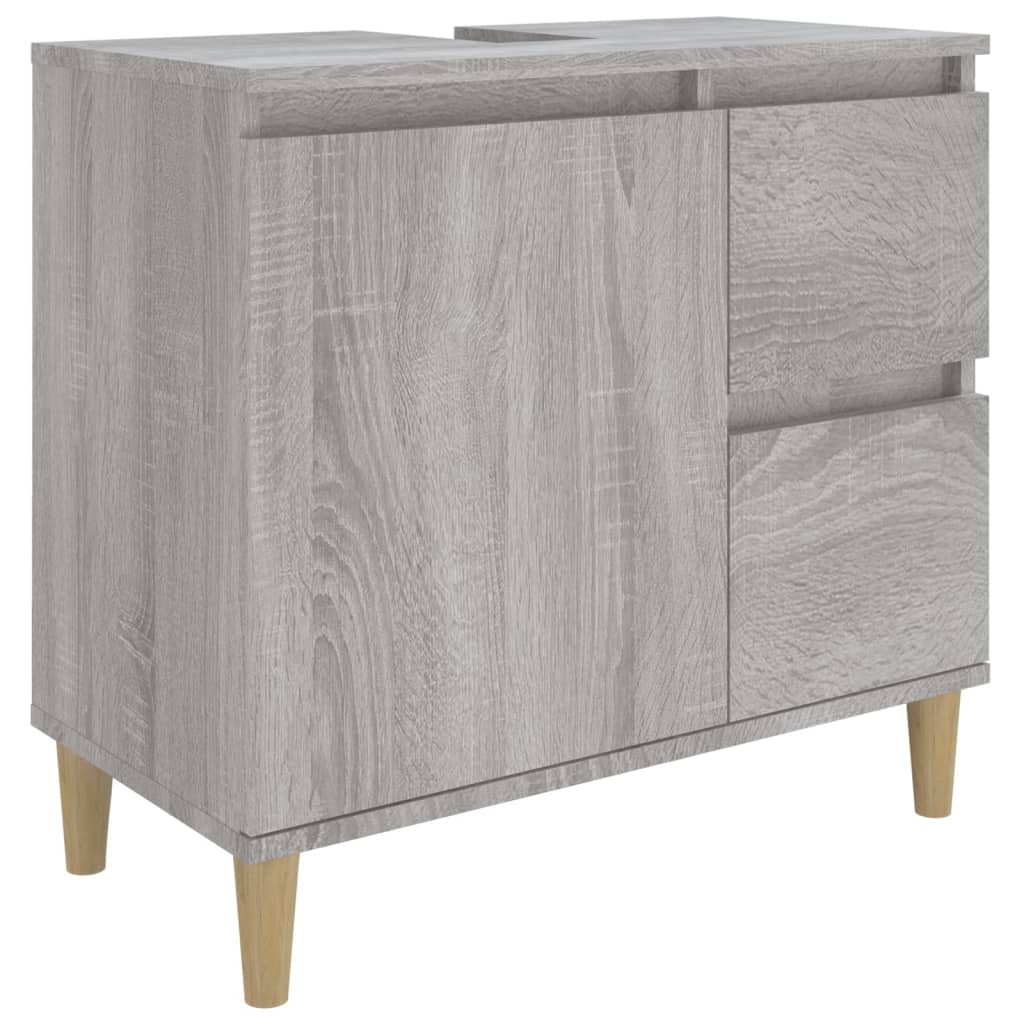 3 Piece Bathroom Cabinet Set Engineered Wood Grey sonoma