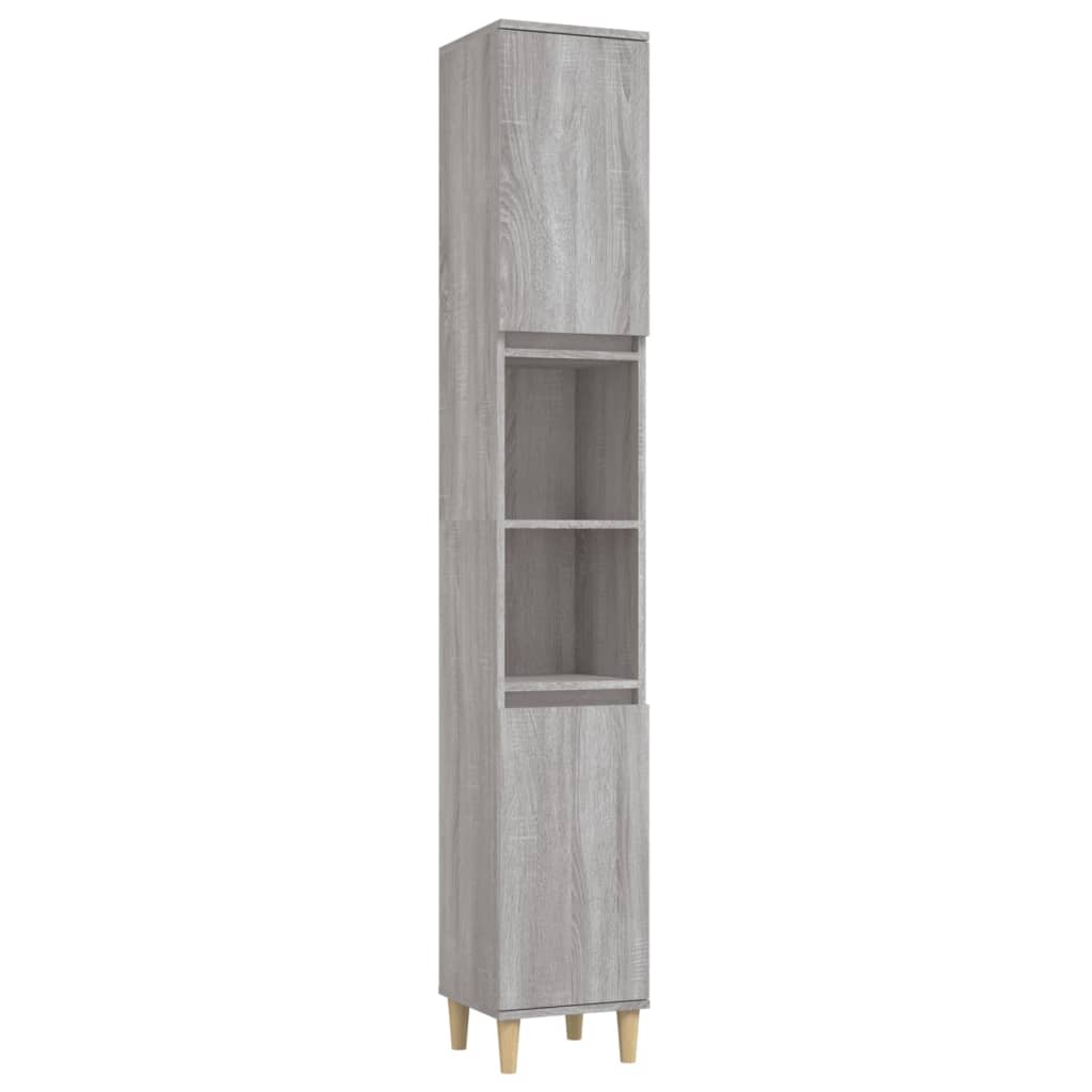 3 Piece Bathroom Cabinet Set Engineered Wood Grey sonoma