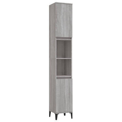 3 Piece Bathroom Cabinet Set Engineered Wood Grey sonoma