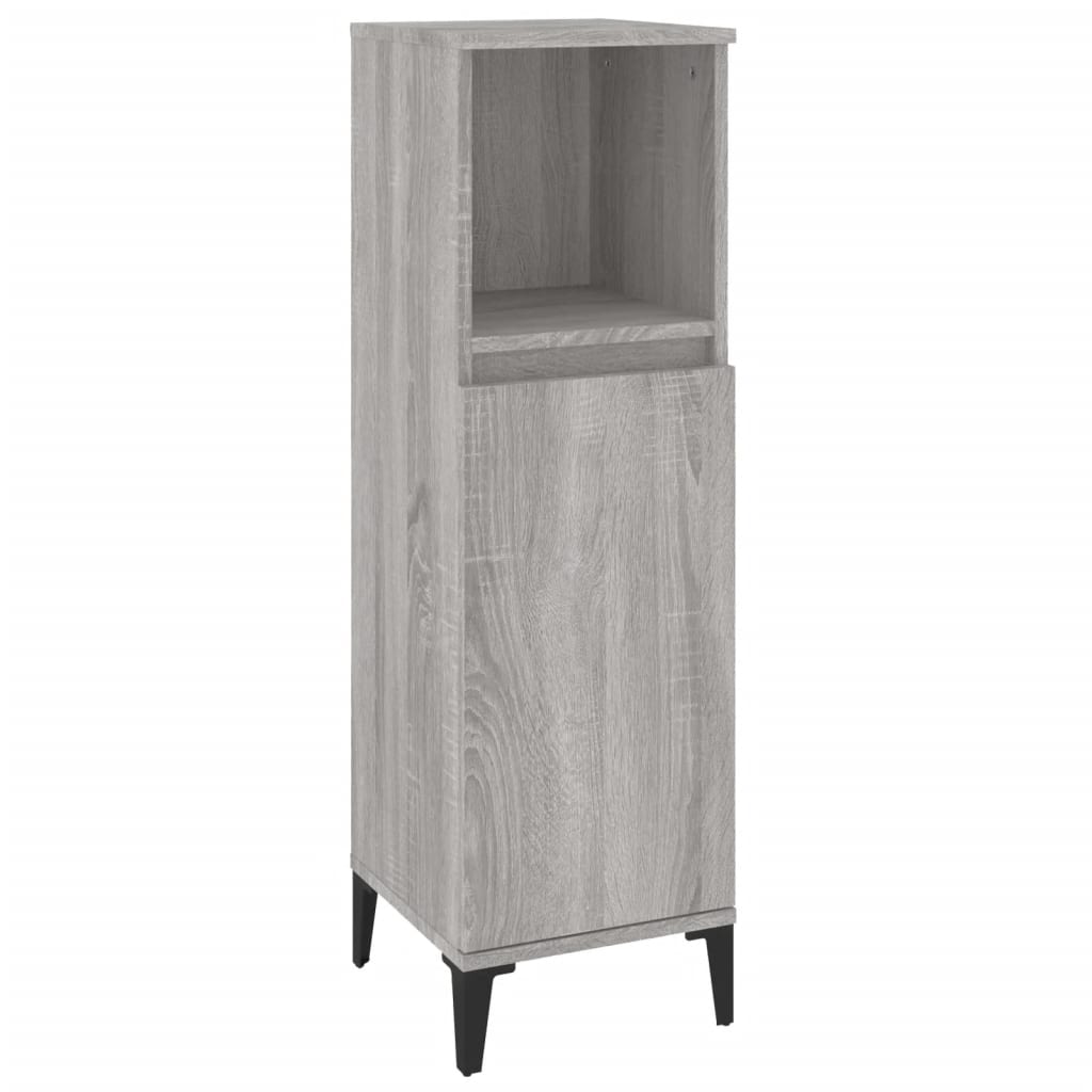 3 Piece Bathroom Cabinet Set Engineered Wood Grey sonoma