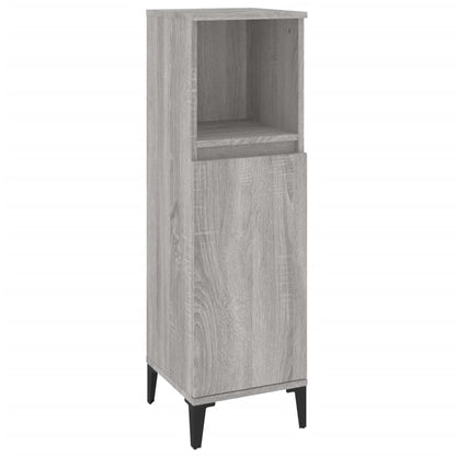 3 Piece Bathroom Cabinet Set Engineered Wood Grey sonoma