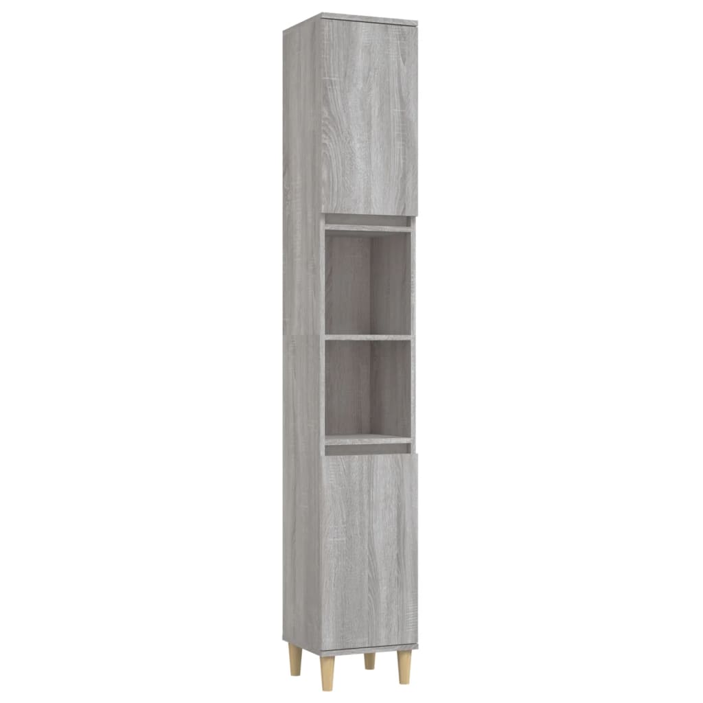 3 Piece Bathroom Furniture Set Engineered Wood Grey sonoma