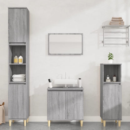 3 Piece Bathroom Furniture Set Engineered Wood Grey sonoma