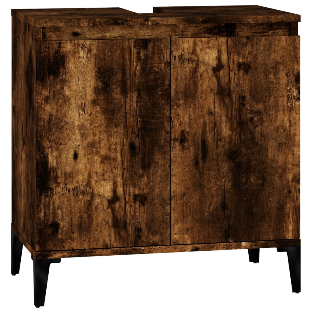 3 Piece Bathroom Furniture Set Engineered Wood Smoked oak