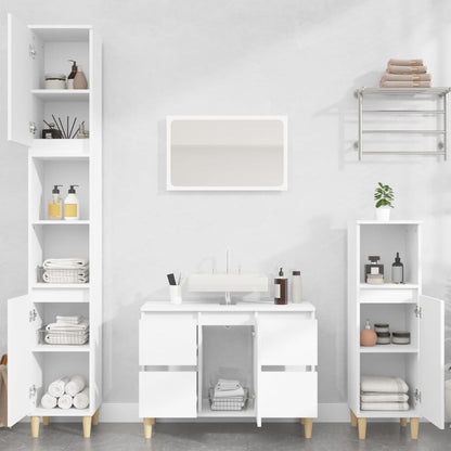 3 Piece Bathroom Furniture Set Engineered Wood White