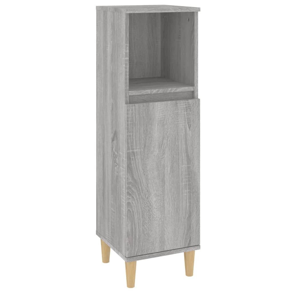 3 Piece Bathroom Furniture Set Engineered Wood Grey sonoma