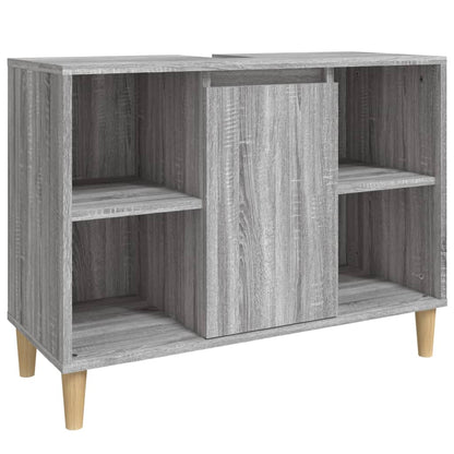 3 Piece Bathroom Furniture Set Engineered Wood Grey sonoma