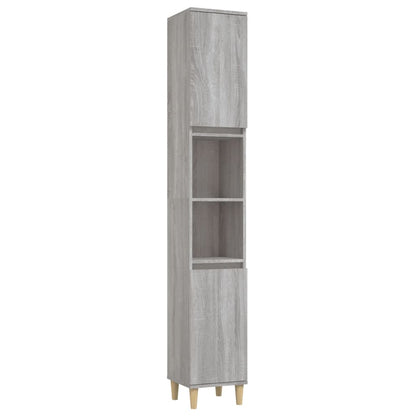 3 Piece Bathroom Furniture Set Engineered Wood Grey sonoma