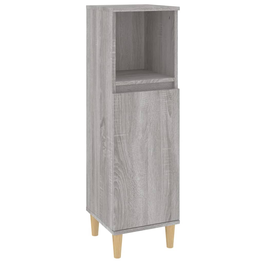 3 Piece Bathroom Furniture Set Engineered Wood Grey sonoma