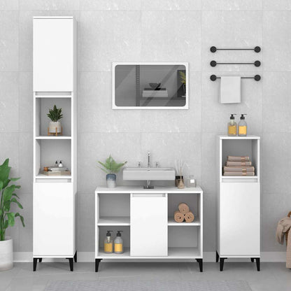 3 Piece Bathroom Furniture Set Engineered Wood White