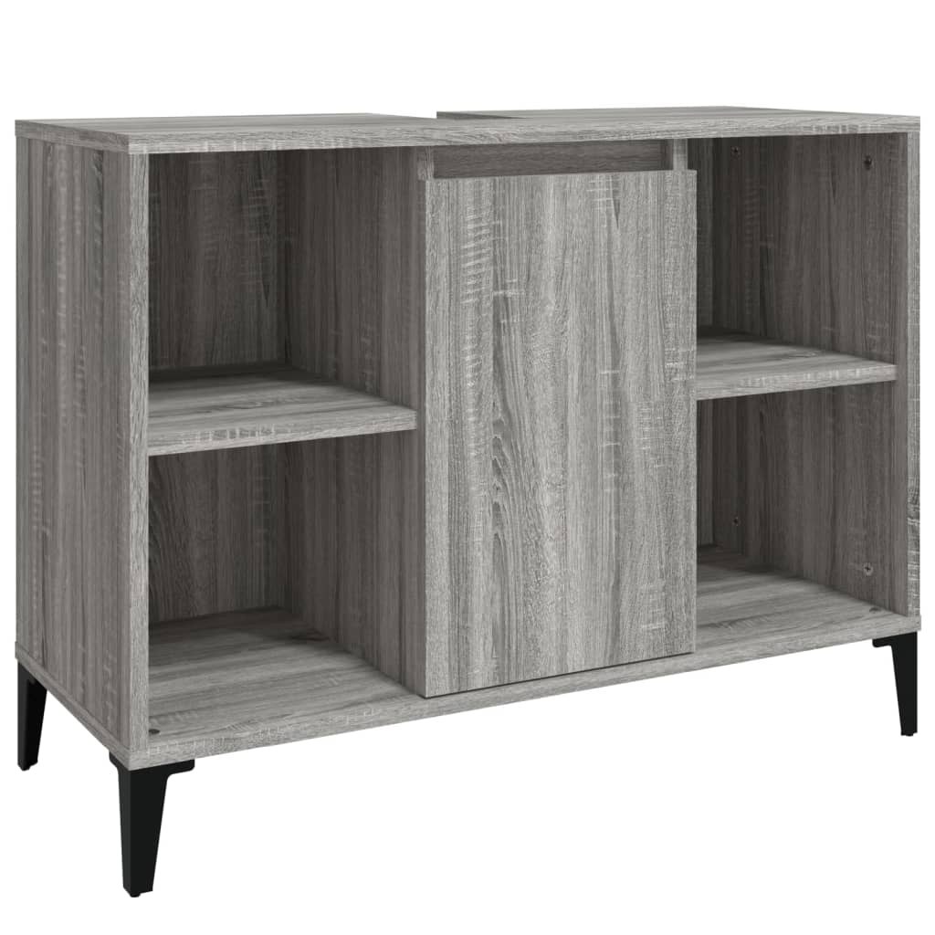 3 Piece Bathroom Furniture Set Engineered Wood Grey sonoma