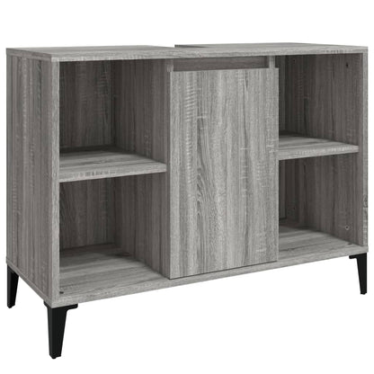 3 Piece Bathroom Furniture Set Engineered Wood Grey sonoma