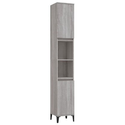 3 Piece Bathroom Furniture Set Engineered Wood Grey sonoma