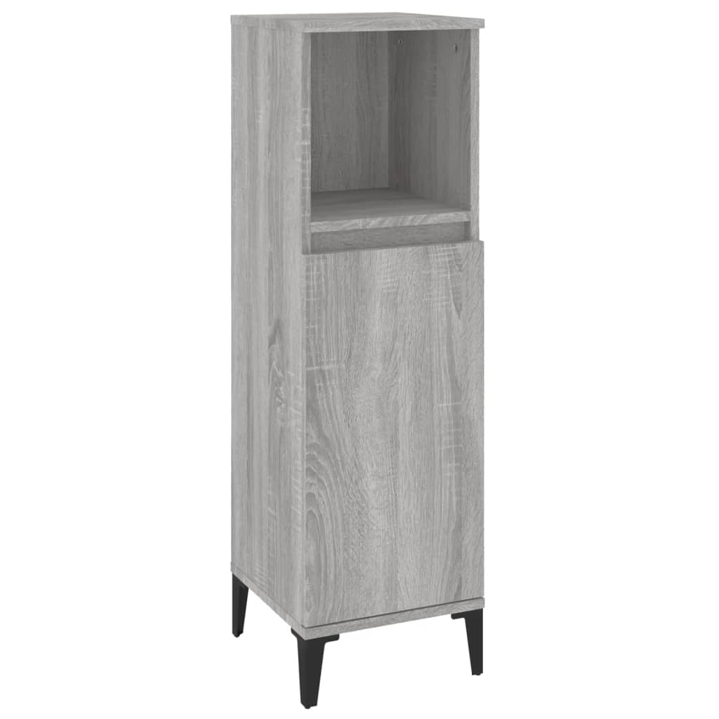 3 Piece Bathroom Furniture Set Engineered Wood Grey sonoma