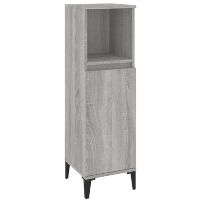 3 Piece Bathroom Furniture Set Engineered Wood Grey sonoma