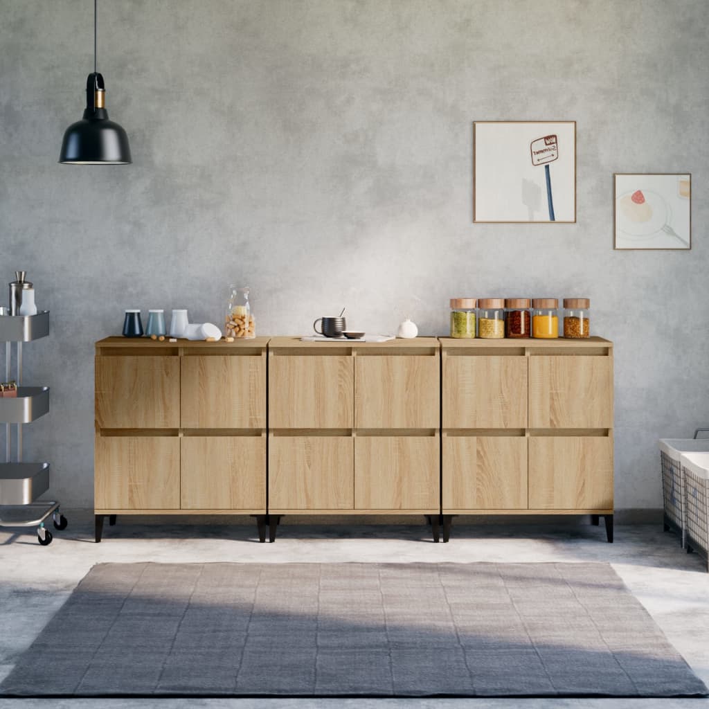 Sideboards 60x35x70 cm Engineered Wood 3 pcs Sonoma oak
