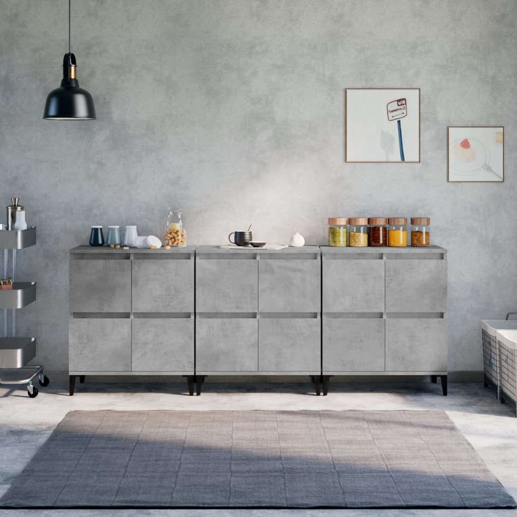 Sideboards 60x35x70 cm Engineered Wood 3 pcs Concrete grey