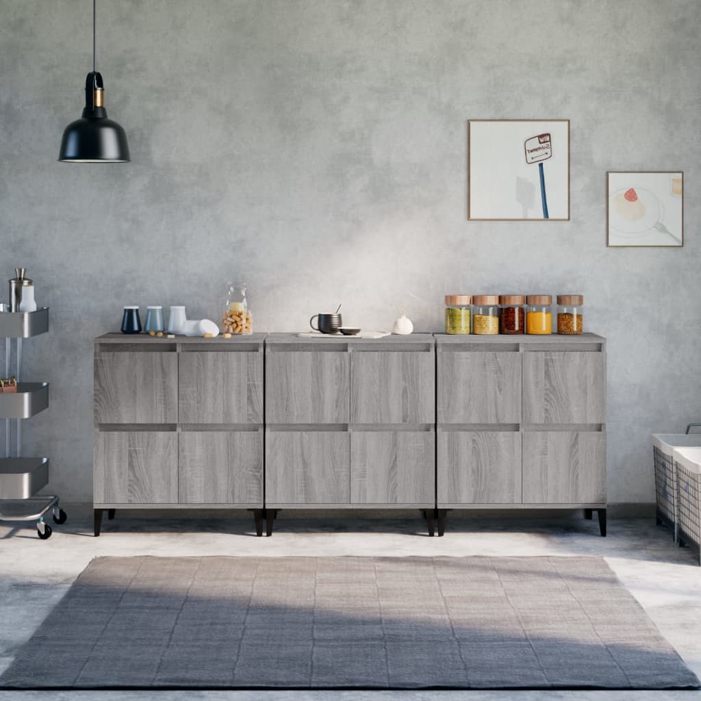 Sideboards 60x35x70 cm Engineered Wood 3 pcs Grey sonoma