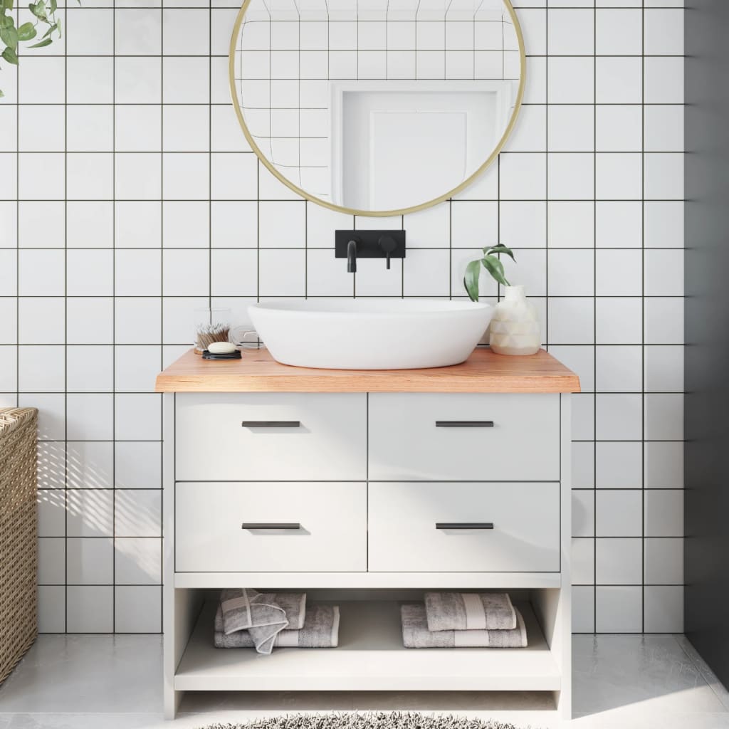 Bathroom Countertop 40x50x(2-4) Solid Wood Light Brown 100 cm