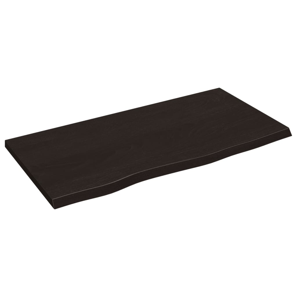 Bathroom Countertop Treated Solid Wood Dark Brown Height 2 cm 80 cm 40 cm
