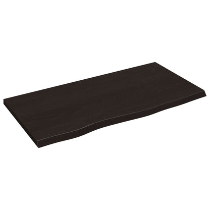 Bathroom Countertop Treated Solid Wood Dark Brown Height 2 cm 80 cm 40 cm