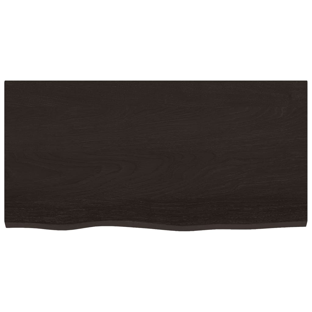 Bathroom Countertop Treated Solid Wood Dark Brown Height 2 cm 80 cm 40 cm