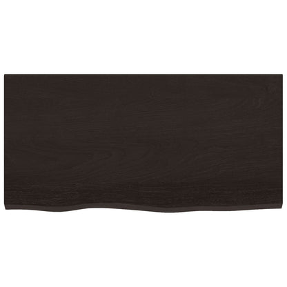 Bathroom Countertop Treated Solid Wood Dark Brown Height 2 cm 80 cm 40 cm