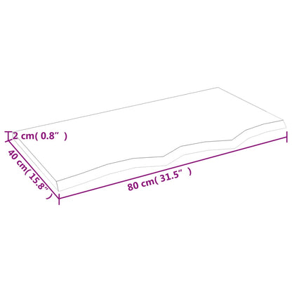 Bathroom Countertop Treated Solid Wood Dark Brown Height 2 cm 80 cm 40 cm