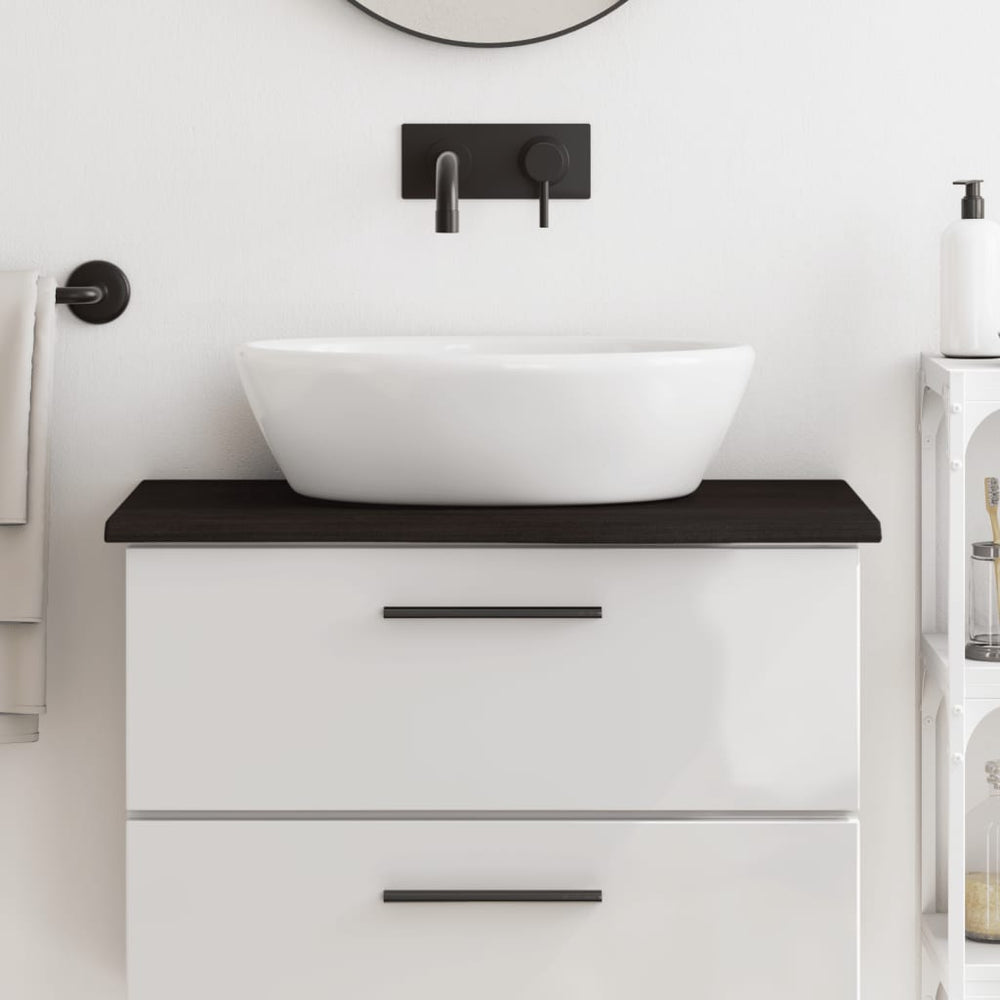 vidaXL Bathroom Countertop Treated Solid Wood Dark Brown Height 2 cm