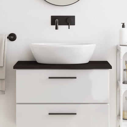 Bathroom Countertop Treated Solid Wood Dark Brown Height 2 cm 80 cm 40 cm