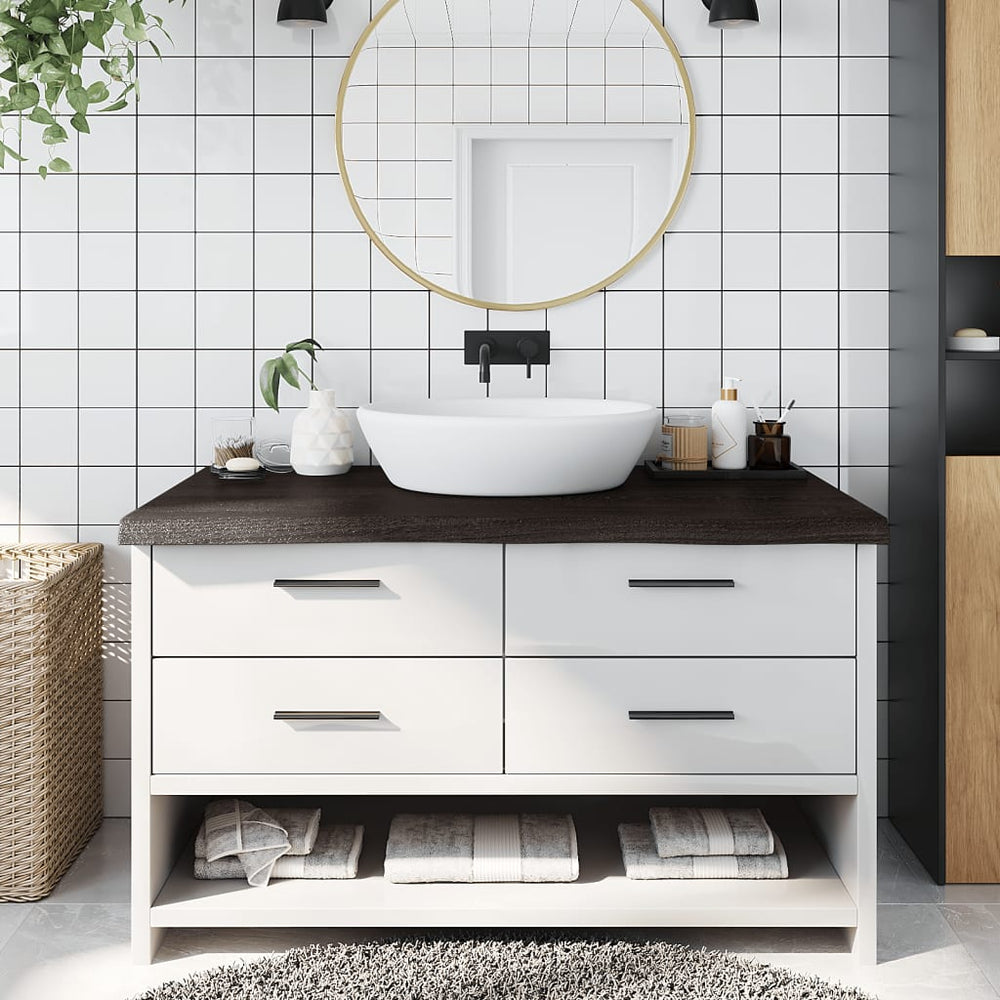 vidaXL Bathroom Countertop 100x50x(2-6) Solid Wood Dark Brown