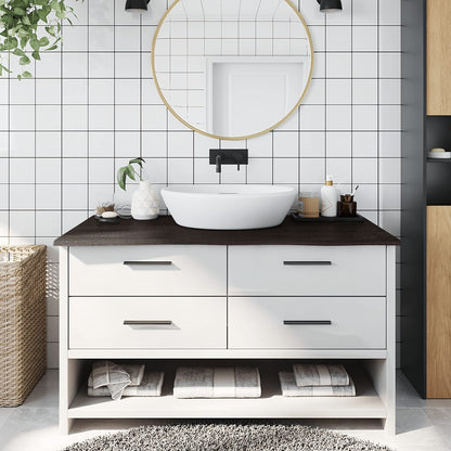 Bathroom Countertop Treated Solid Wood Dark Brown Height 2 cm 100 cm 60 cm