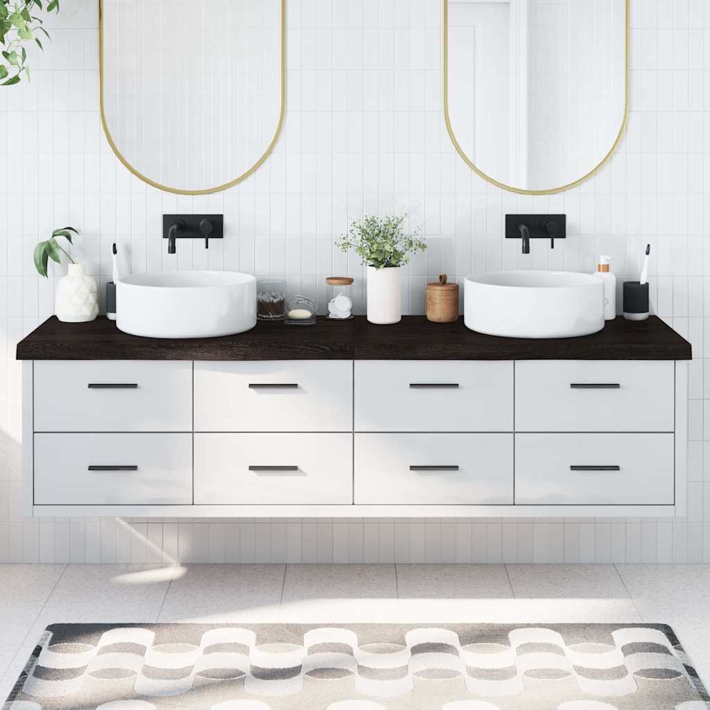 Bathroom Countertop 100x50x(2-6) Solid Wood Dark Brown 200 cm