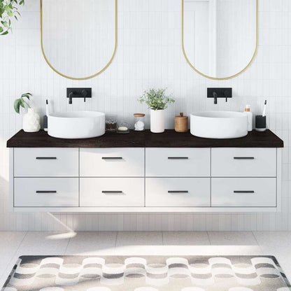 Bathroom Countertop 100x50x(2-6) Solid Wood Dark Brown 200 cm